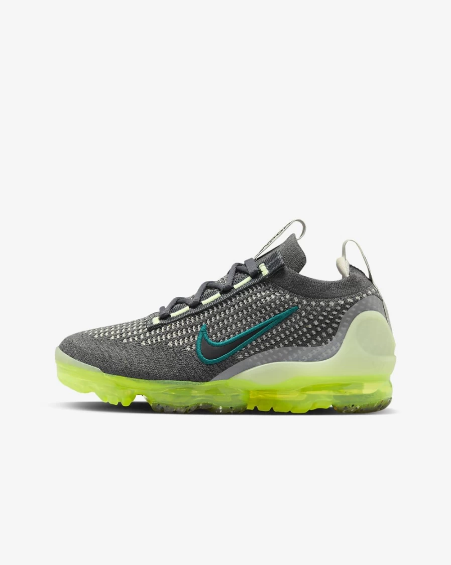 Nike Air VaporMax 2021 Flyknit Kids' Running Shoes - Dark Grey/Barely Volt/Phantom/Black - Boys & Girls