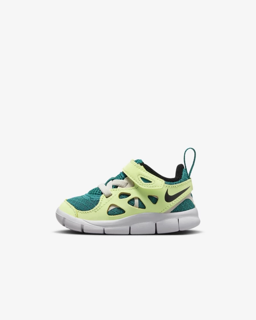 Nike Free Run 2 Bright Spruce Barely Volt Phantom Black Baby Toddler Shoes for Boys and Girls