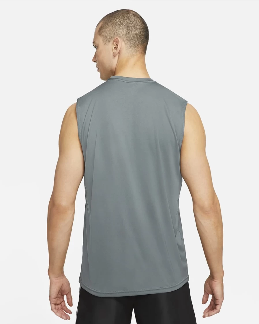 Nike Essential Men's Iron Grey Sleeveless Hydroguard Swim Shirt – Quick-Dry UV Protection Top