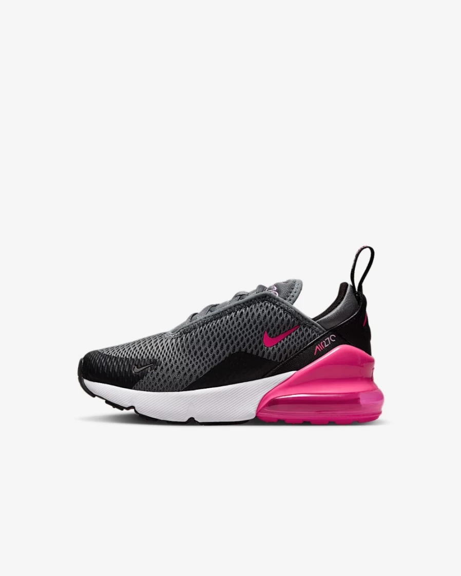 Nike Air Max 270 Little Kids' Shoes for Boys & Girls in Smoke Grey/Black/White/Hyper Pink