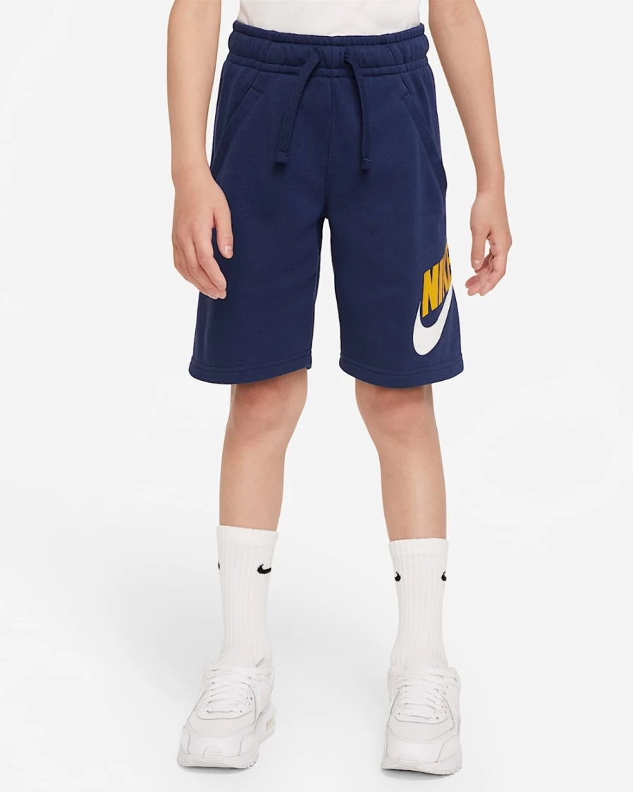 Nike Sportswear Club Fleece Big Kids’ Shorts for Boys & Girls - Midnight Navy/Yellow Ochre Comfort Fit