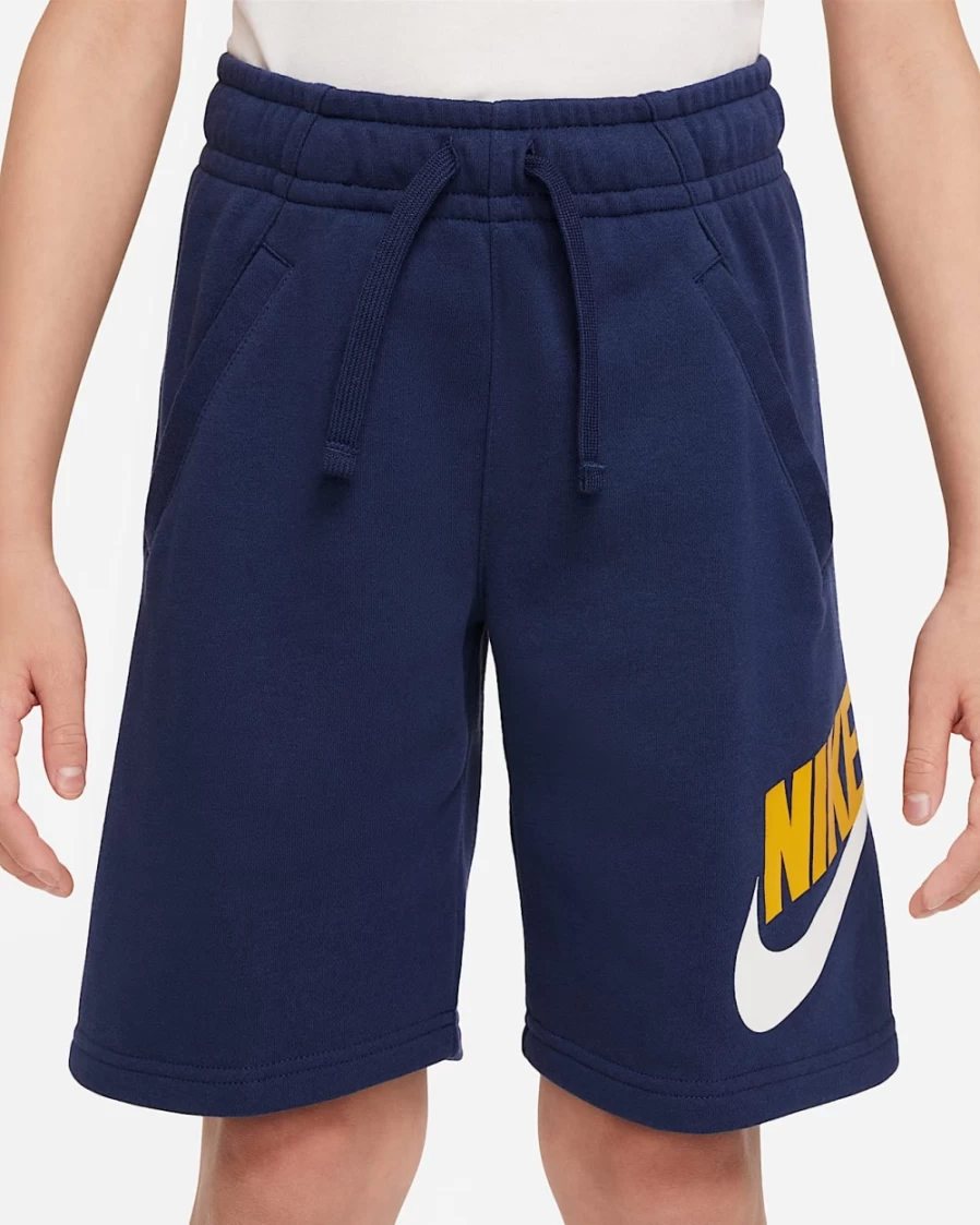 Nike Sportswear Club Fleece Big Kids’ Shorts for Boys & Girls - Midnight Navy/Yellow Ochre Comfort Fit