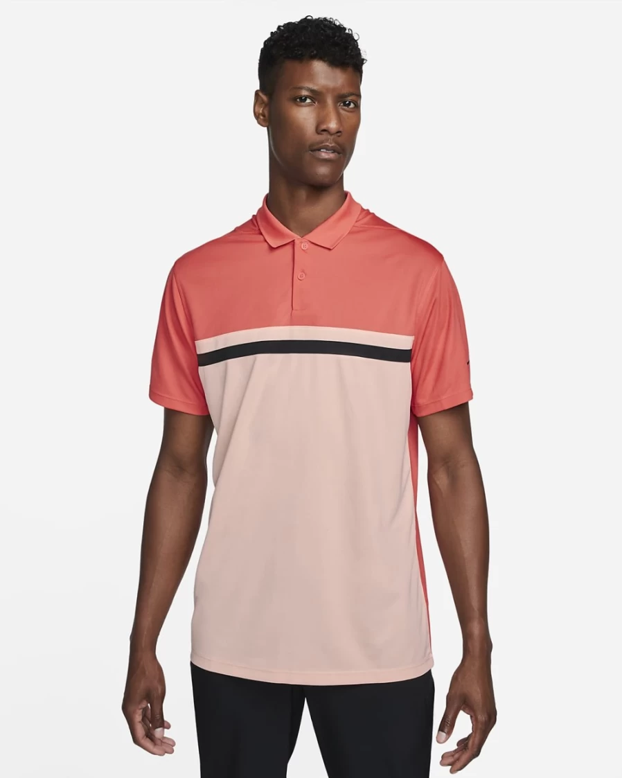 Nike Dri-FIT Victory Men's Golf Polo Shirt - Magic Ember/Arctic Orange/Black - Moisture-Wicking Performance Top