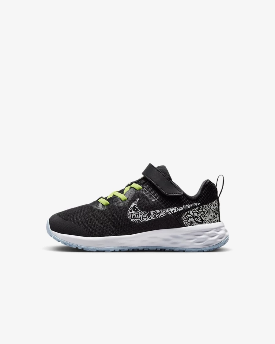 Nike Revolution 6 NN Little Kids' Running Shoes for Boys & Girls - Black/Light Lemon Twist/Cobalt Bliss/Summit White
