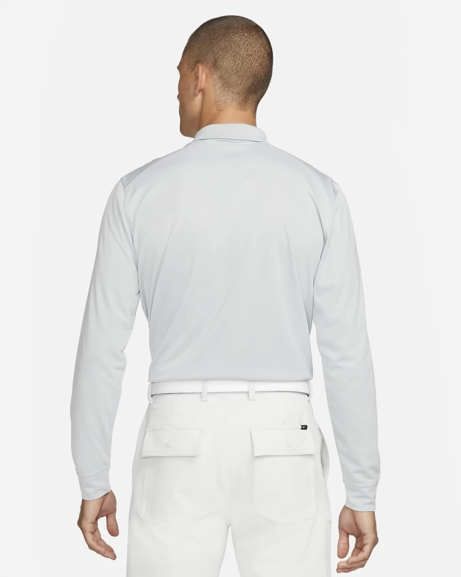 Nike Dri-FIT Victory Men's Light Smoke Grey/White Long-Sleeve Golf Polo Shirt