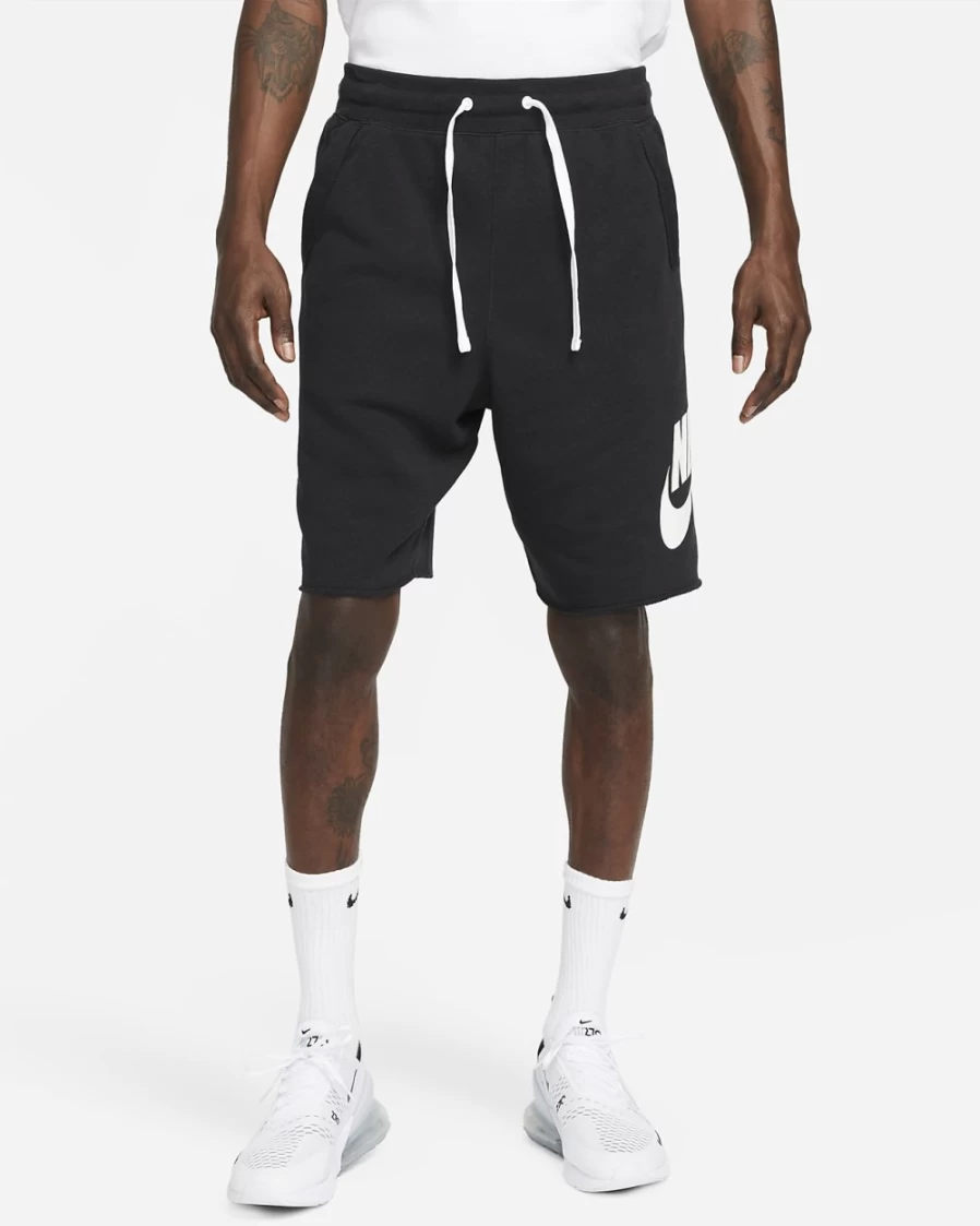 Nike Club Alumni Men's French Terry Shorts - Black/White Casual Athletic Shorts for Men