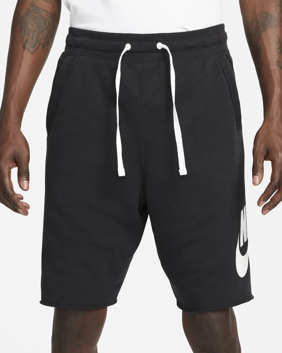Nike Club Alumni Men's French Terry Shorts - Black/White Casual Athletic Shorts for Men
