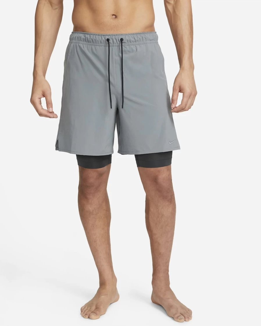 Nike Dri-FIT Unlimited Men's 7" 2-in-1 Running Shorts in Smoke Grey & Black - Lightweight & Versatile Training Shorts