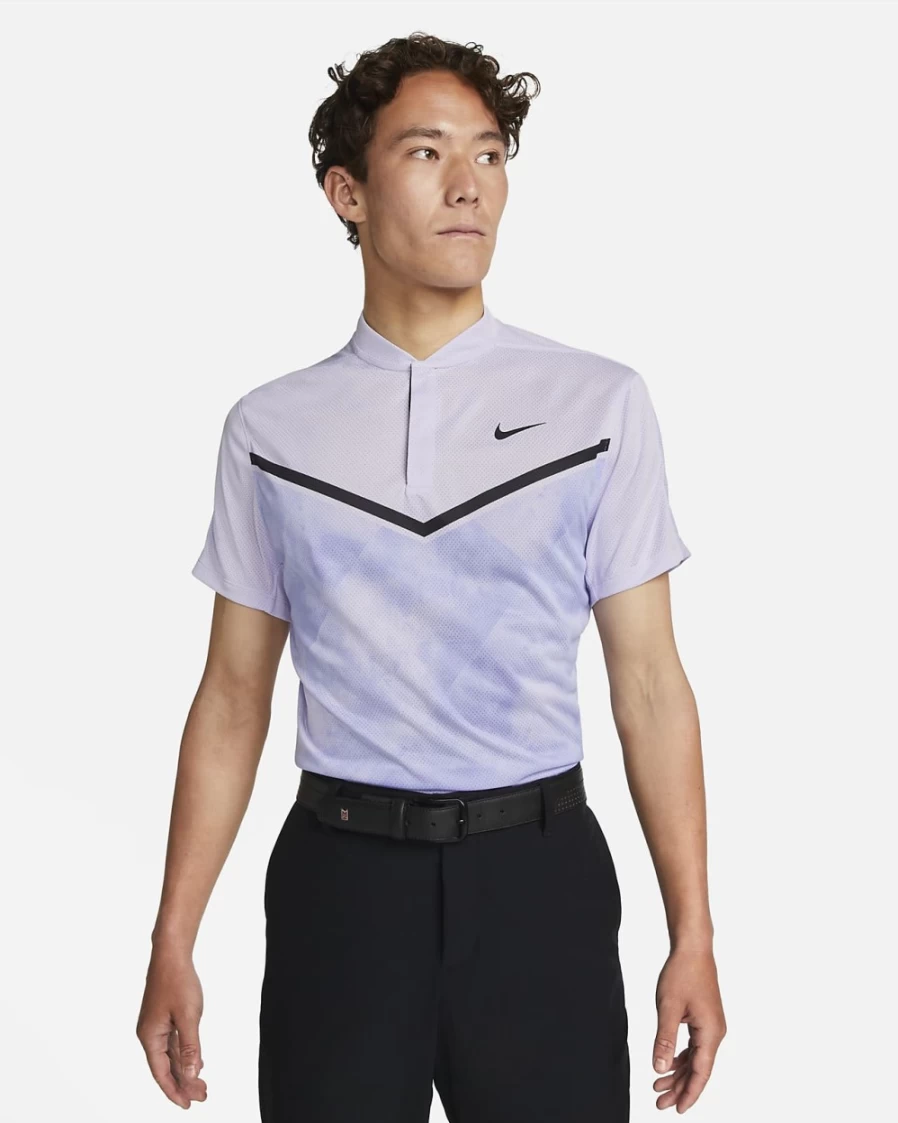 Nike Dri-FIT ADV Tiger Woods Men's Golf Polo Shirt - Violet Frost/Black, Moisture-Wicking, Printed Design