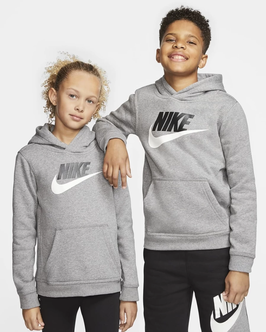 Nike Sportswear Club Fleece Pullover Hoodie for Boys & Girls - Carbon Heather