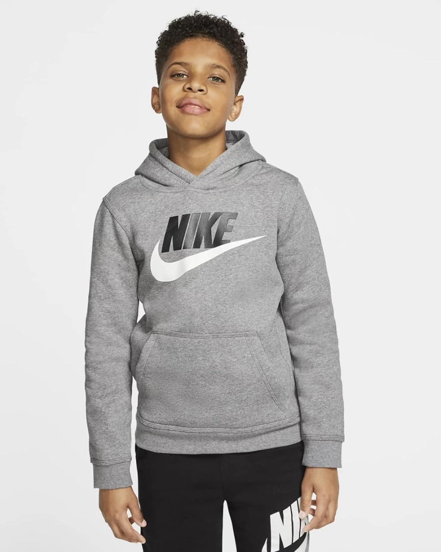 Nike Sportswear Club Fleece Pullover Hoodie for Boys & Girls - Carbon Heather