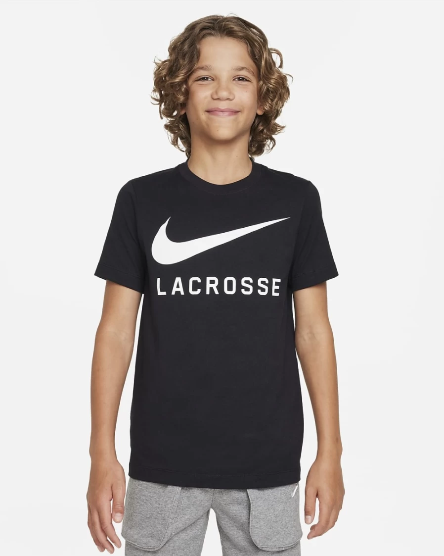 Nike Swoosh Black T-Shirt for Boys and Girls - Big Kids' Comfort Fit Tee