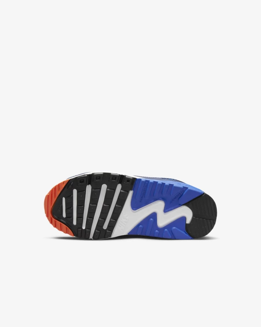 Nike Air Max 90 LTR Little Kids' Shoes for Boys and Girls in Summit White/Midnight Navy/Game Royal/Safety Orange