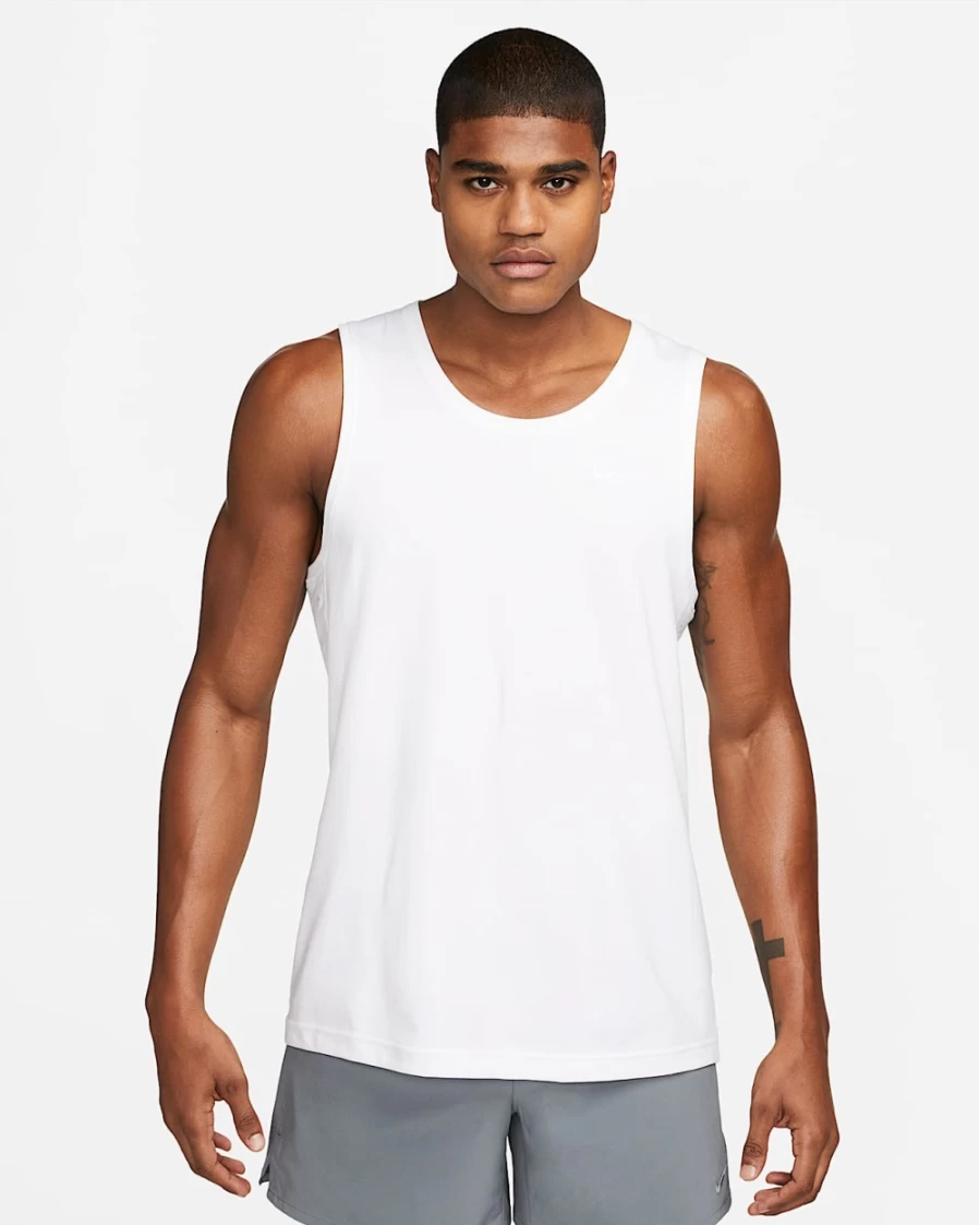 Nike Dri-FIT Primary Men's White Workout Tank Top - Moisture-Wicking Fitness Shirt for Gym & Training