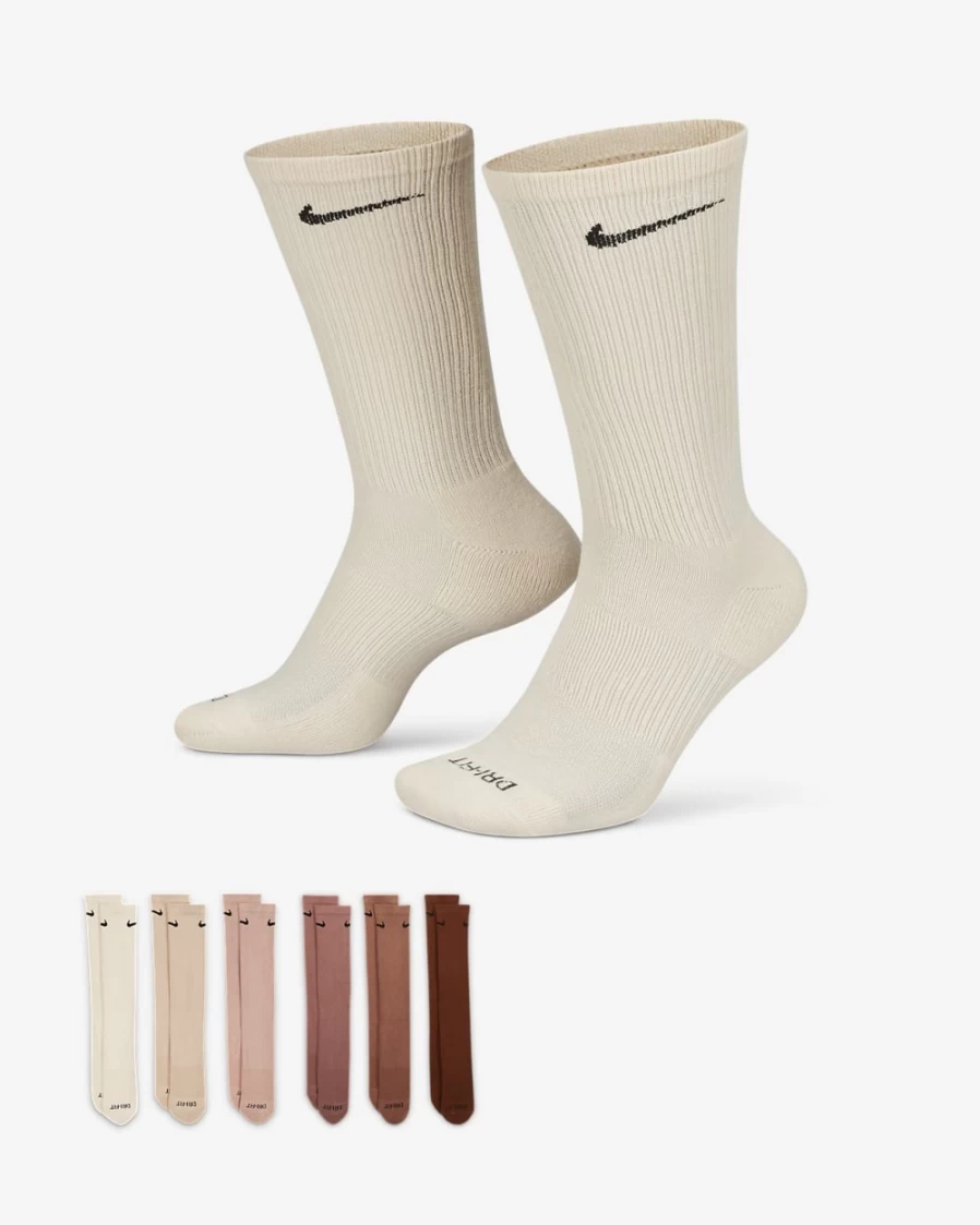 Nike Men's Multi-Color Everyday Plus Cushioned Training Crew Socks 6-Pack