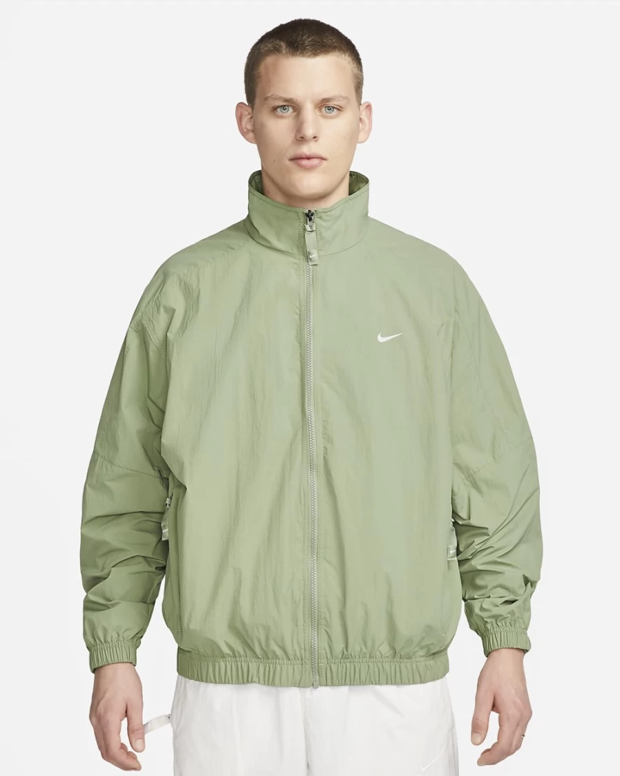 Nike Men's Oil Green & White Solo Swoosh Track Jacket - Sportswear Running Athletic