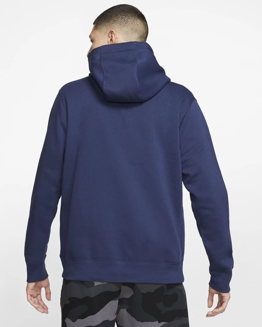 Nike Men's Club Fleece Pullover Hoodie - Midnight Navy/White Sportswear