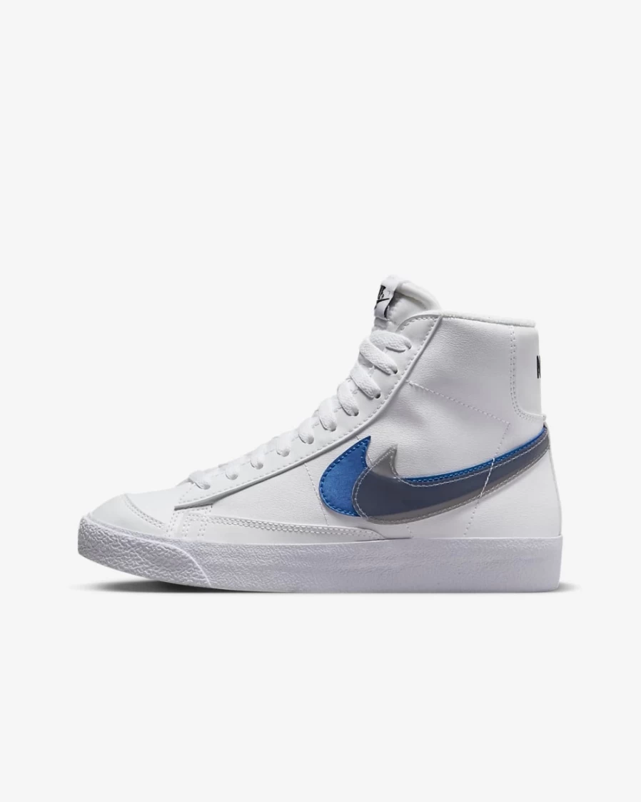 Nike Blazer Mid Next Nature Big Kids' Shoes - White/Hyper Royal/Summit White/Black - Unisex Boys Girls Sneakers