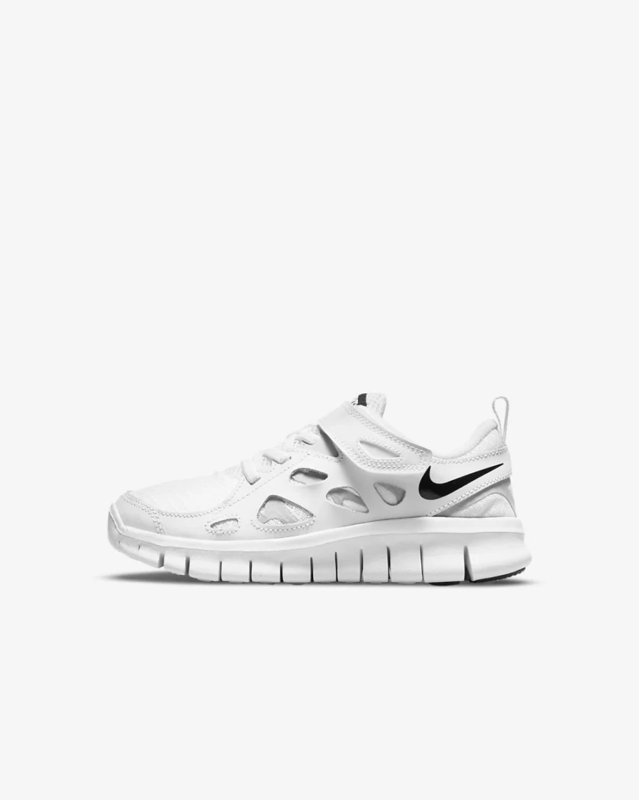 Nike Free Run 2 Kids' Running Shoes - White/Wolf Grey/Black - Boys & Girls