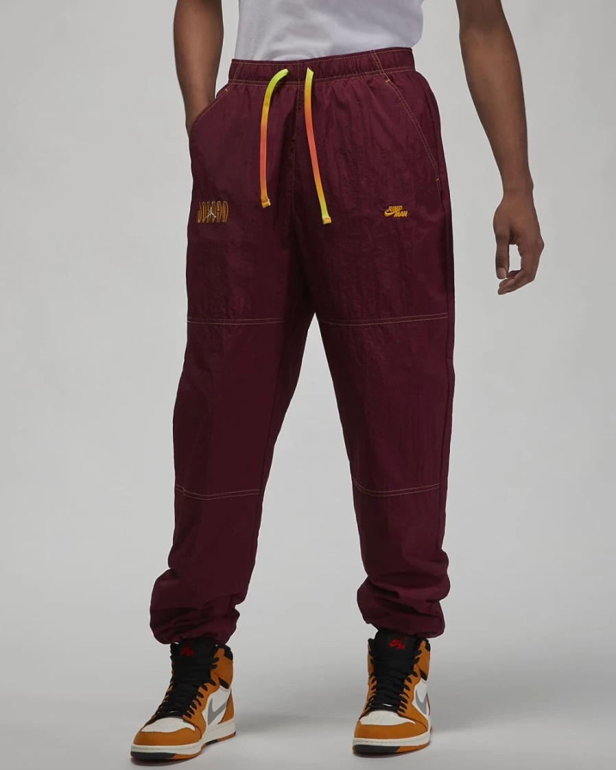 Nike Jordan Flight MVP Men's Woven Pants - Cherrywood Red/Taxi, Basketball Casual Trousers for Men