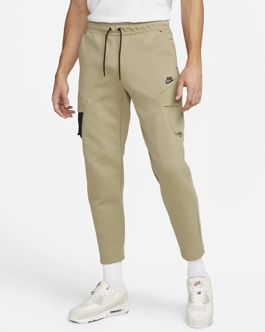 Nike Men's Tech Fleece Utility Pants - Khaki & Black Athletic Joggers