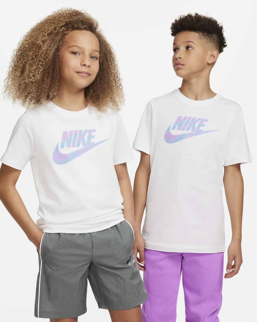 Nike Sportswear Big Kids' White T-Shirt for Boys and Girls