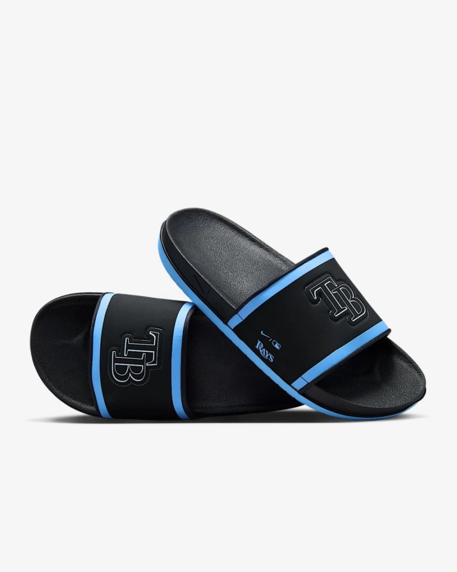 Nike Offcourt Slide Sandals for Men - MLB Tampa Bay Rays Team Design - Black/Valor Blue/White