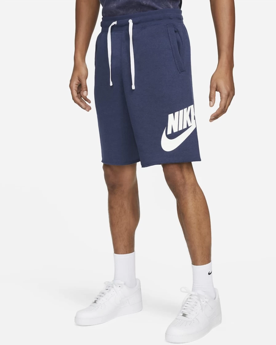 Nike Club Alumni Men's French Terry Shorts - Midnight Navy/White Athletic Casual Shorts for Men
