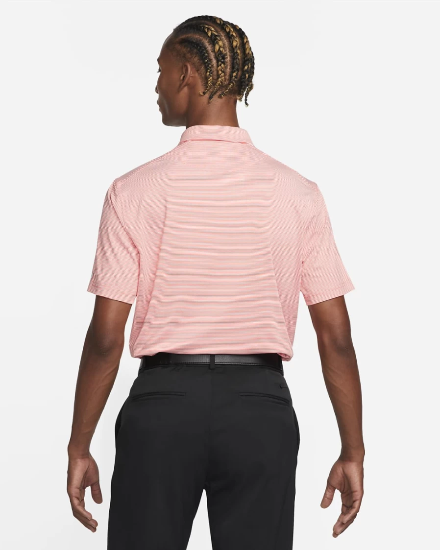 Nike Dri-FIT Player Men's Golf Polo - Magic Ember/Pure/Brushed Silver Striped Performance Shirt