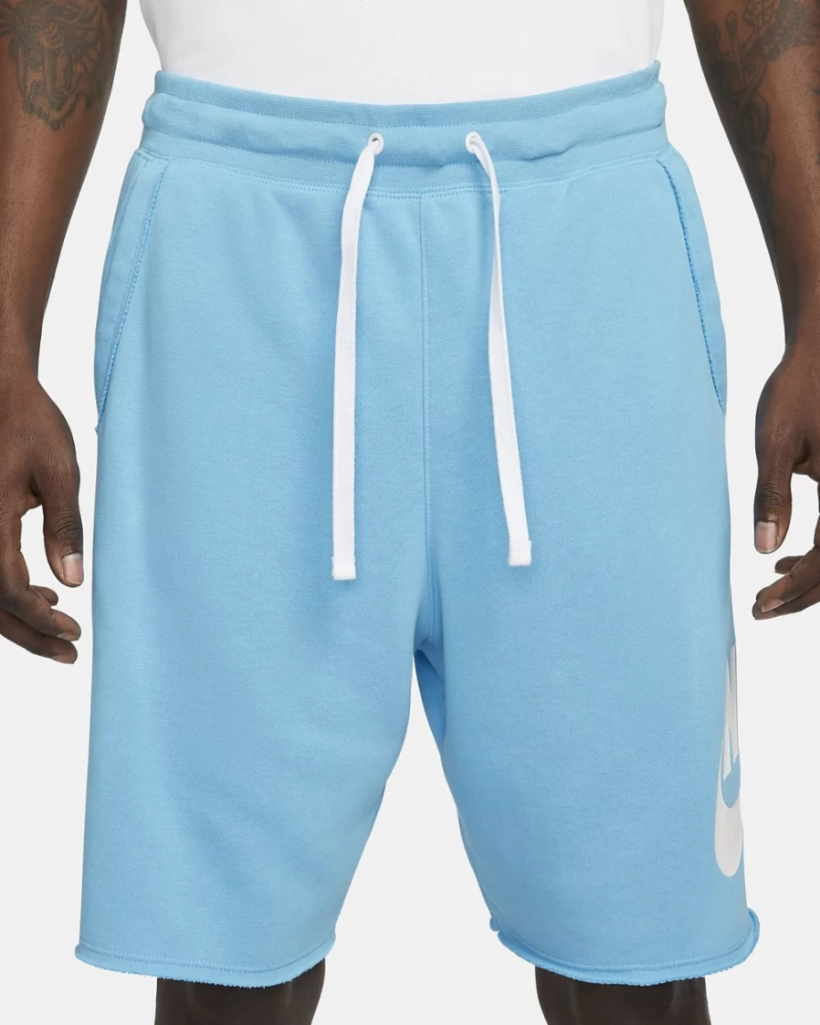 Nike Club Alumni Men's French Terry Shorts - Baltic Blue/White Athletic Casual Shorts for Men