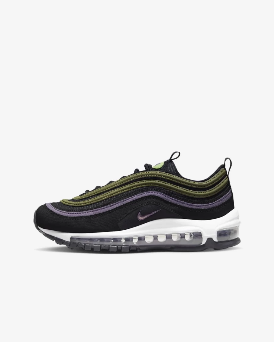 Nike Air Max 97 Big Kids' Sneakers for Boys & Girls - Black/Canyon Purple/Vivid Green/Elemental Pink