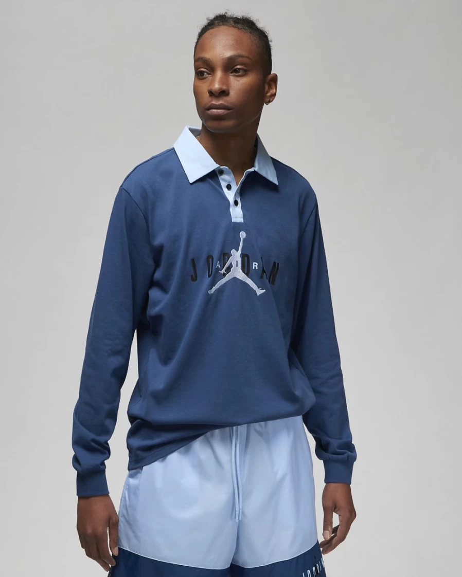 Nike Jordan Essentials Men's French Blue & Ice Blue Rugby Top