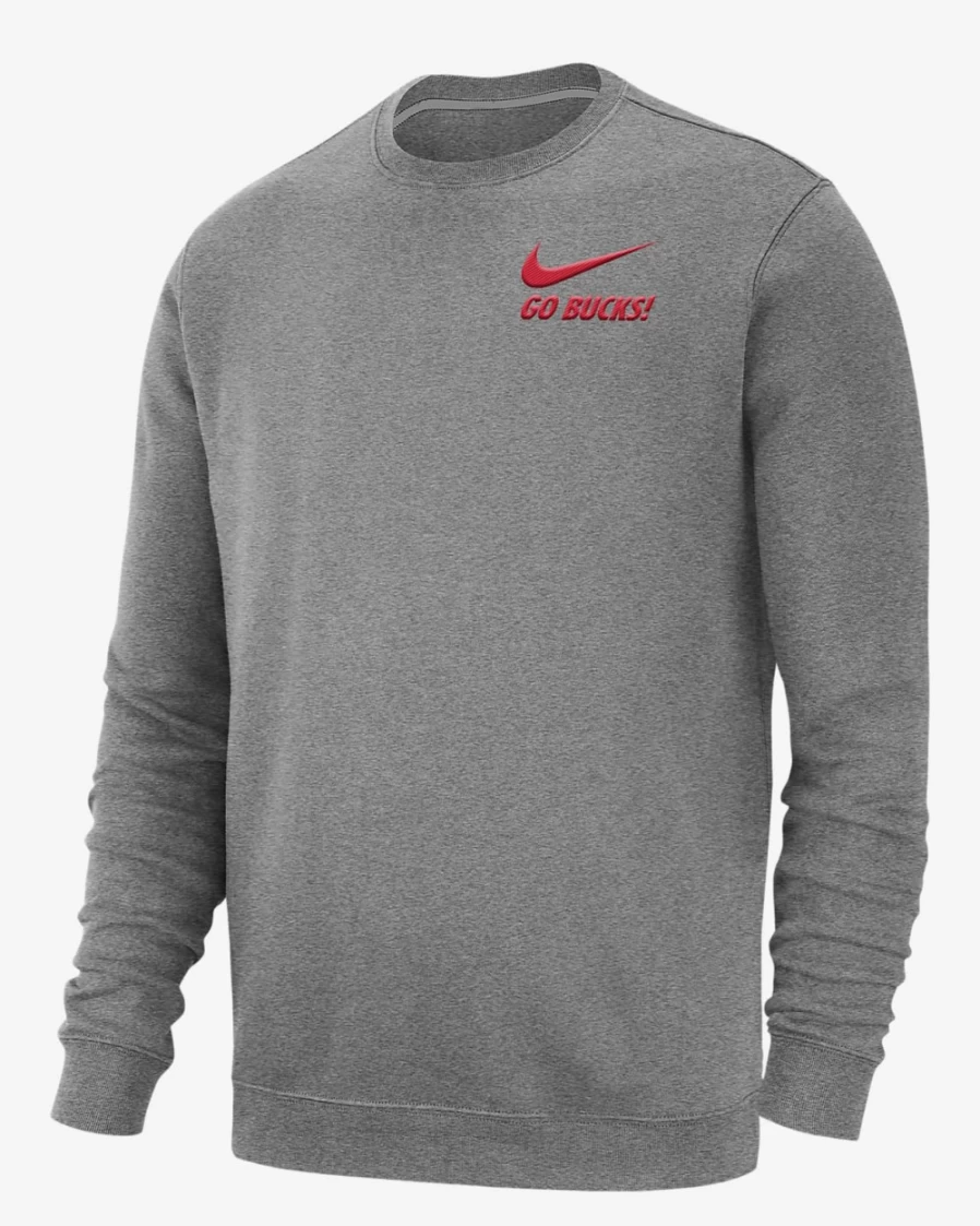 Nike Men's Dark Grey Heather College Club Fleece Sweatshirt (Ohio State)