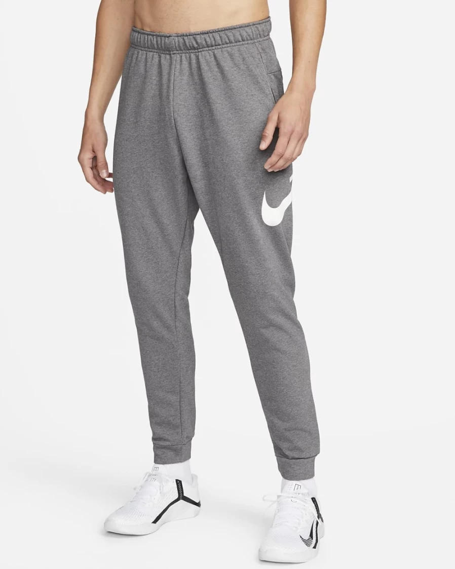Nike Dri-FIT Men's Tapered Training Pants - Charcoal Heather/White - Moisture-Wicking Workout Joggers