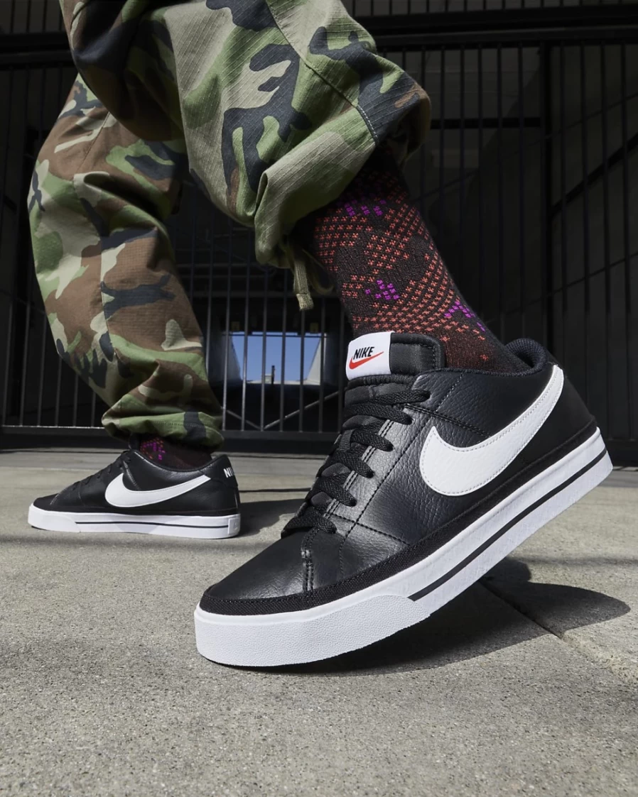 Nike Court Legacy Men's Sneakers in Black & White - Classic Casual Shoes for Men