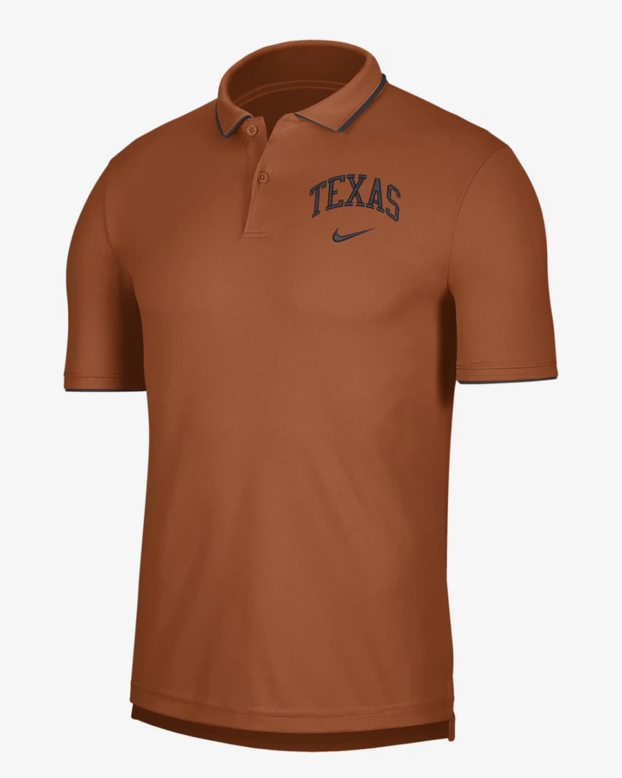 Nike Men's Texas College Dri-FIT Polo Shirt - Desert Orange/Off Noir, Moisture-Wicking Performance Top