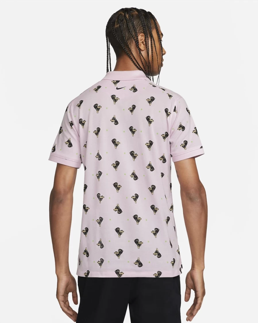 Nike Men's Slim-Fit Print Polo Shirt in Pink Foam