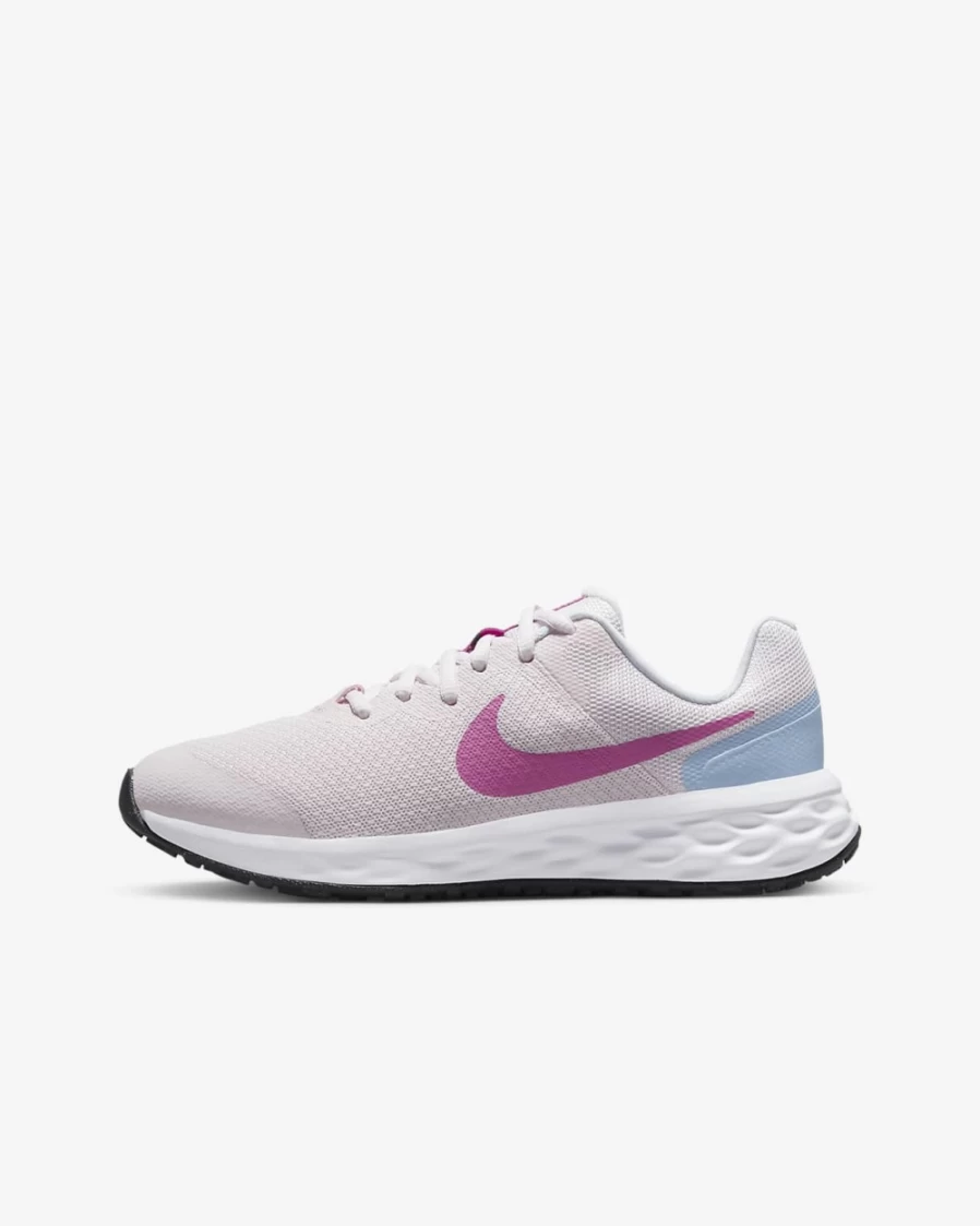 Nike Revolution 6 Big Kids' Road Running Shoes for Boys & Girls - Pearl Pink/Cobalt Bliss/Football Grey/Cosmic Fuchsia