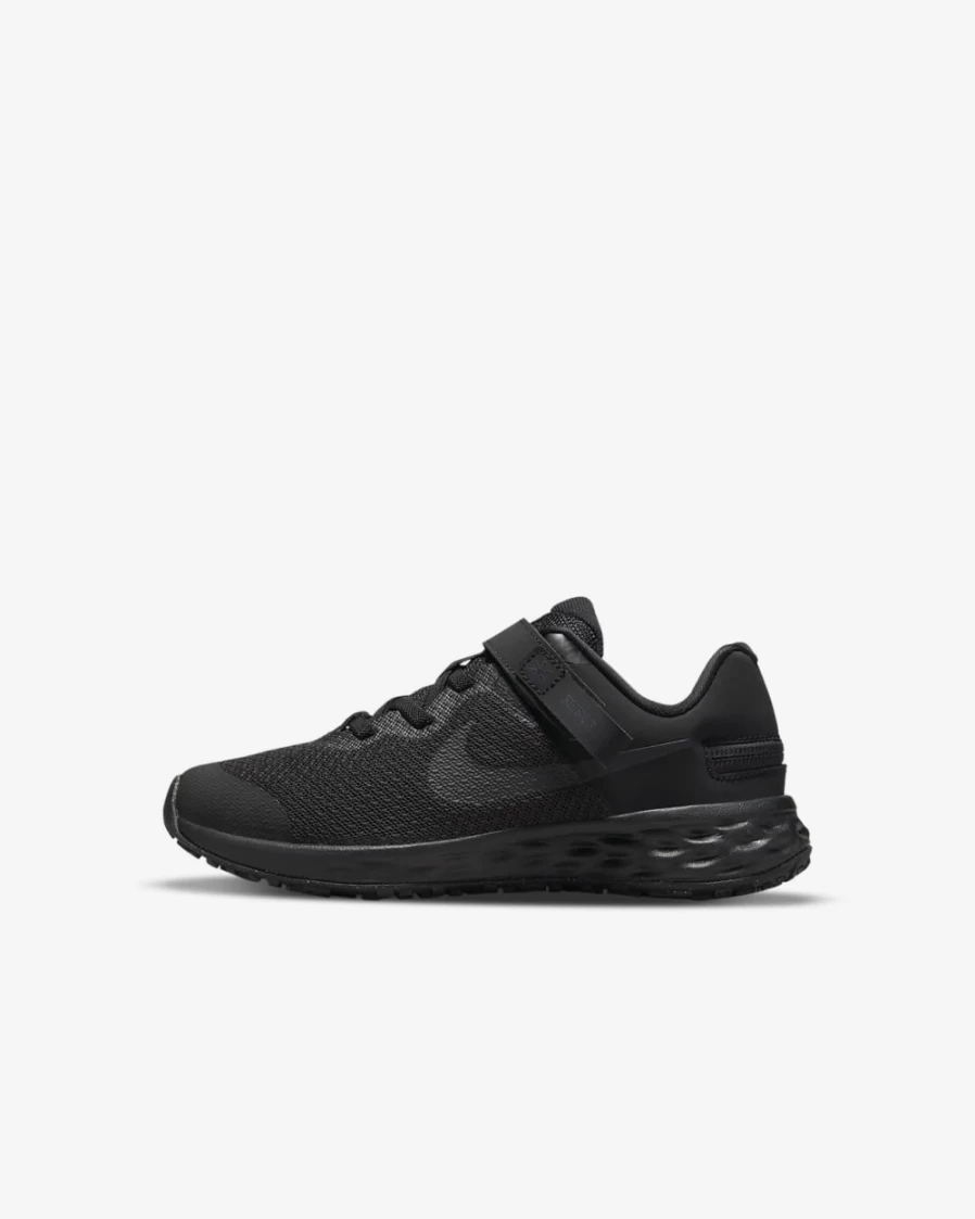 Nike Revolution 6 FlyEase Easy On/Off Shoes for Boys & Girls - Black/Dark Smoke Grey/Black