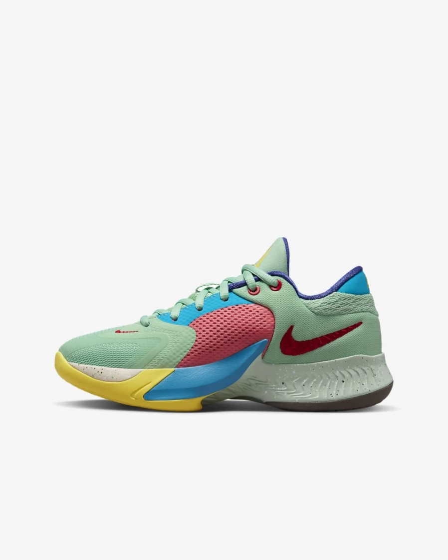 Nike Freak 4 SE Kids' Basketball Shoes - Enamel Green/Pearl White/Laser Blue/University Red for Boys and Girls