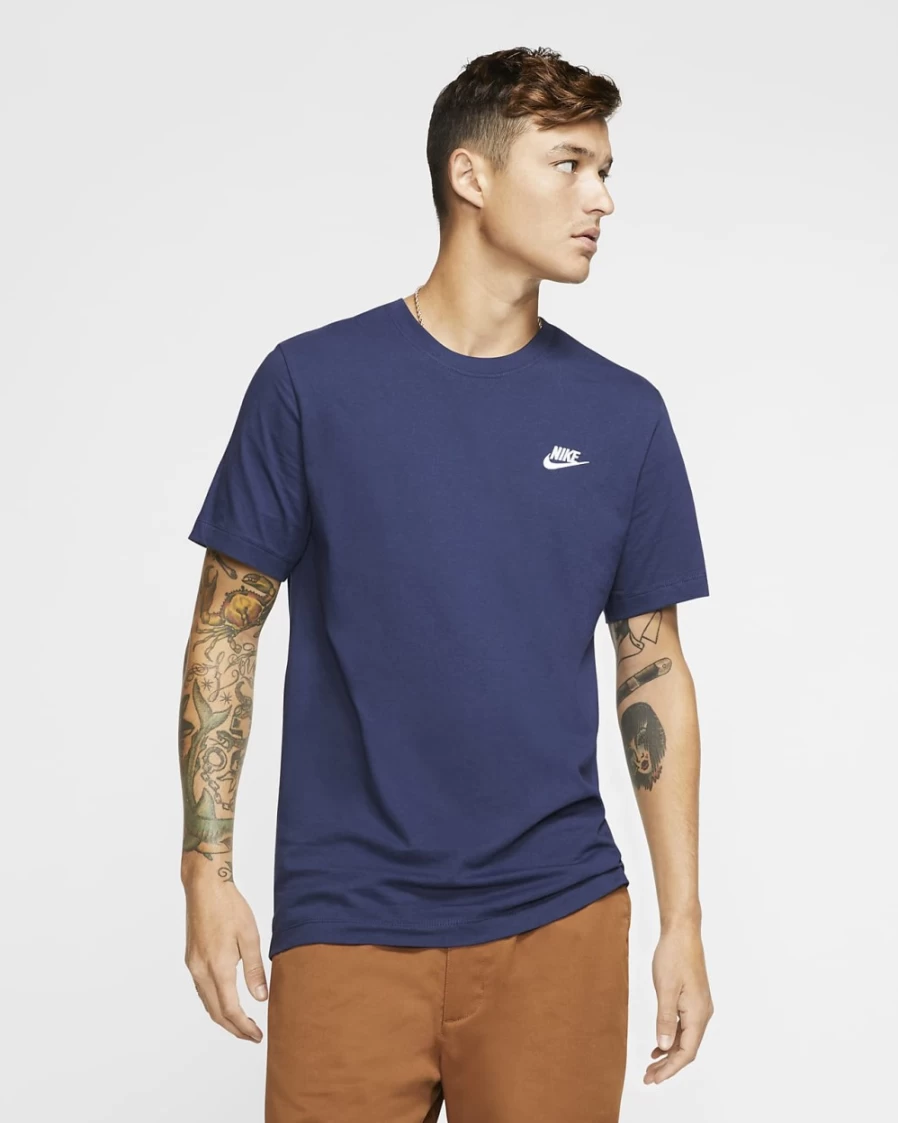 Nike Sportswear Club Men's T-Shirt - Midnight Navy/White Casual Comfort Fit Tee