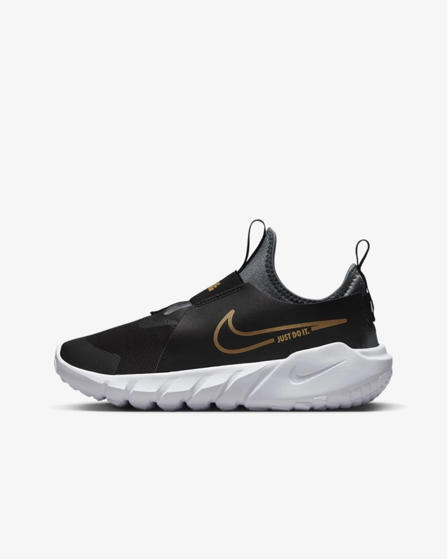 Nike Flex Runner 2 Big Kids' Road Running Shoes - Black/Cool Grey/White/Metallic Gold for Boys and Girls