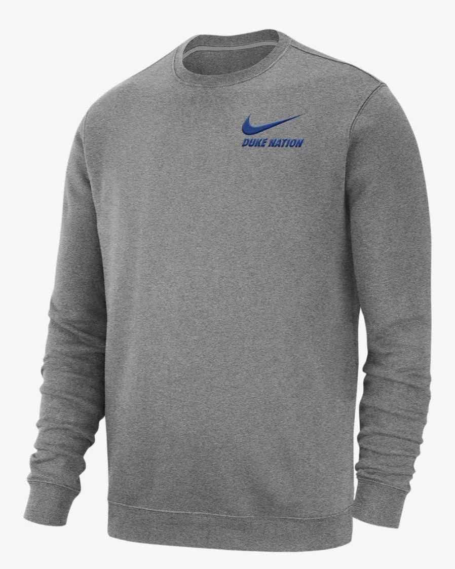 Nike Duke Men's Dark Grey Heather College Club Fleece Sweatshirt
