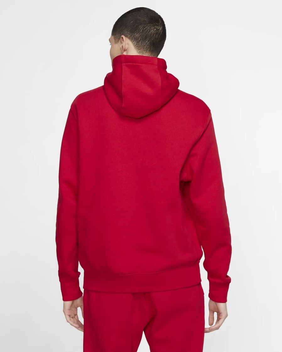 Nike Club Fleece Men's Pullover Hoodie - University Red/White Graphic Sweatshirt
