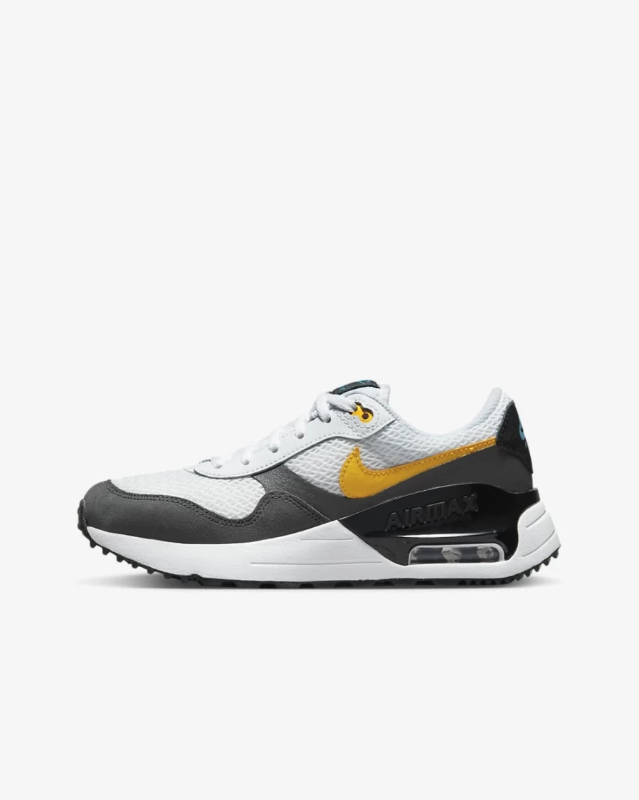 Nike Air Max SYSTM Big Kids' Shoes for Boys & Girls - White/Iron Grey/Blue Lightning/Laser Orange