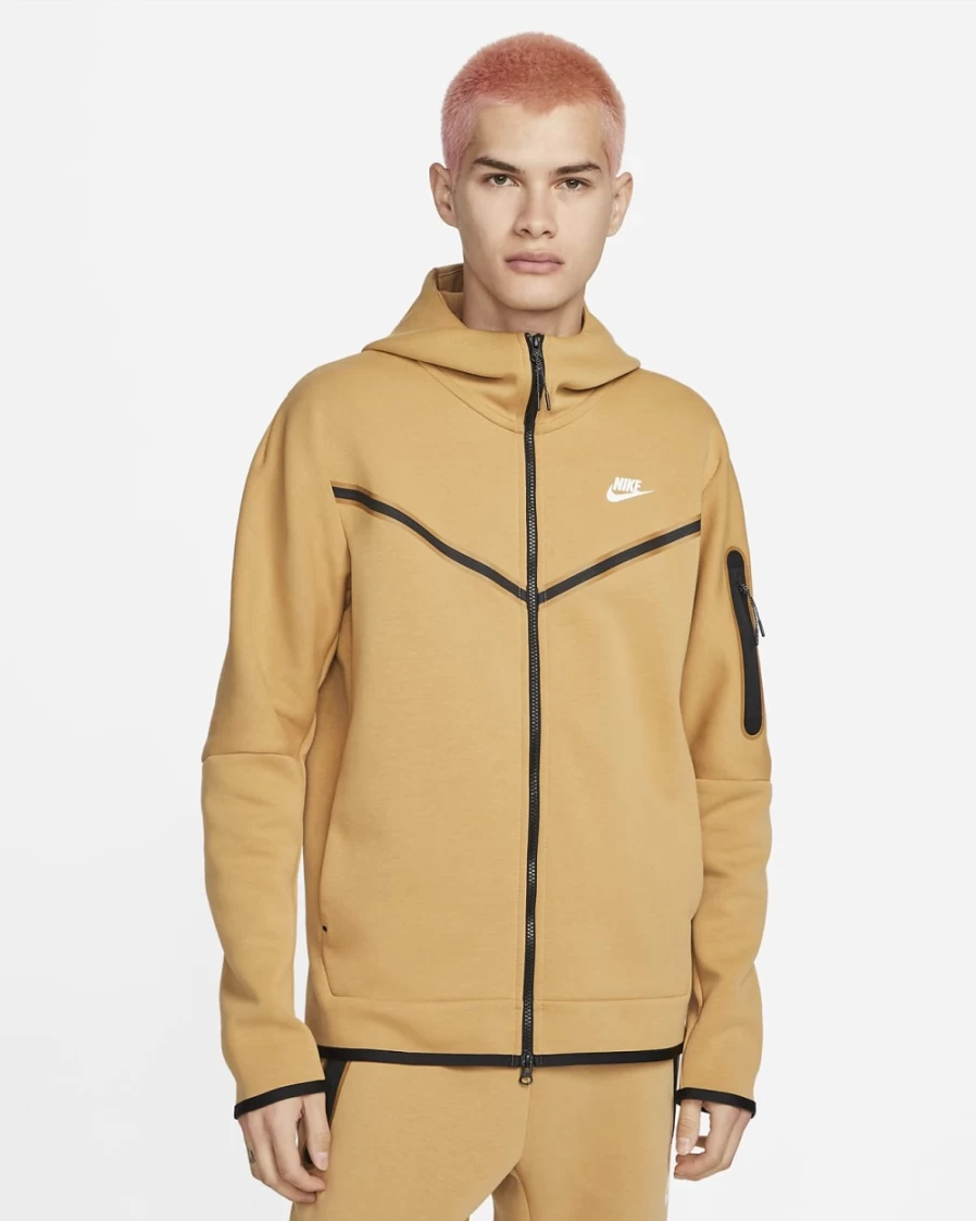 Nike Men's Elemental Gold/Sail Tech Fleece Full-Zip Hoodie - Sportswear Jacket