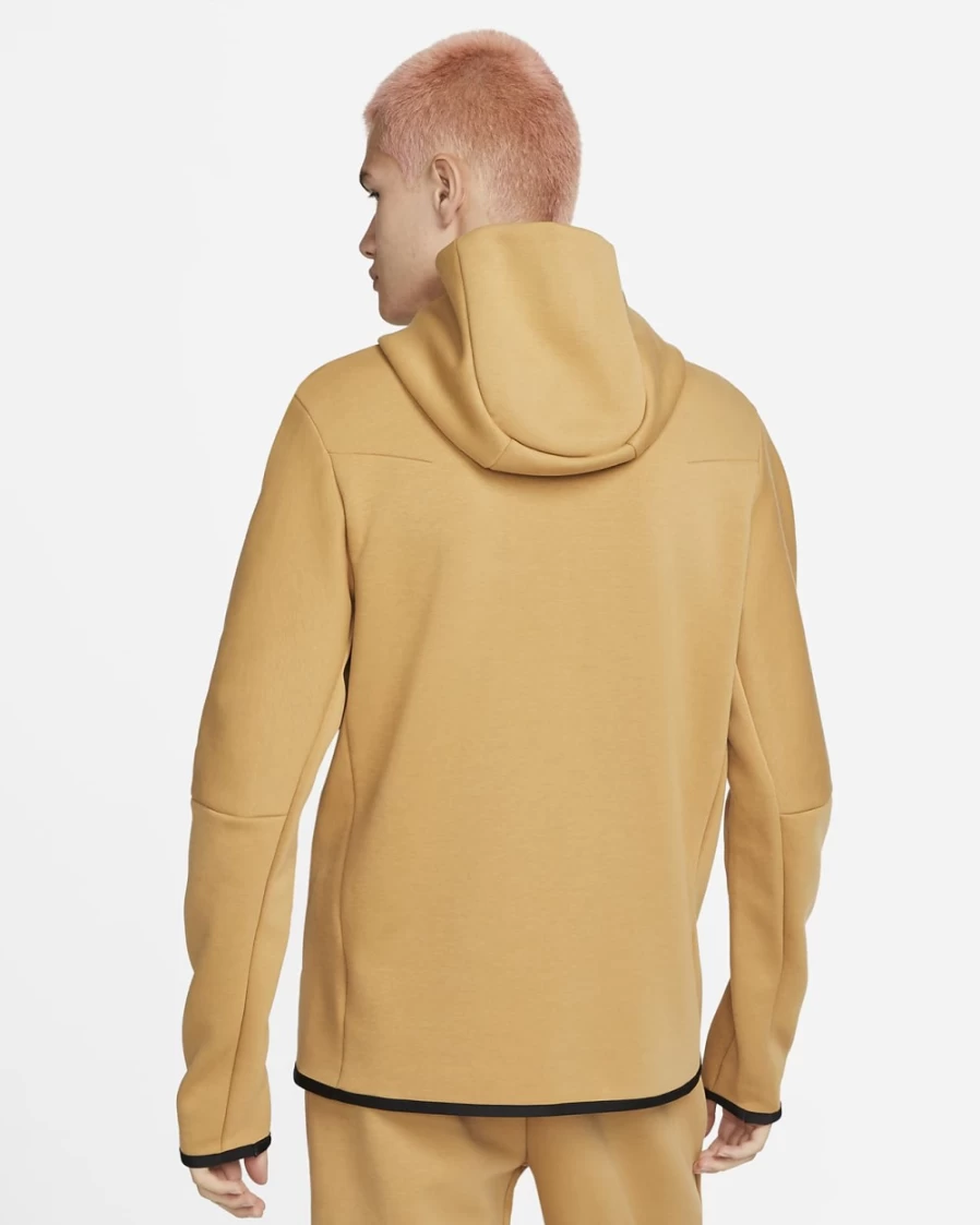 Nike Men's Tech Fleece Full-Zip Hoodie in Elemental Gold/Sail - Lightweight & Comfortable Sportswear