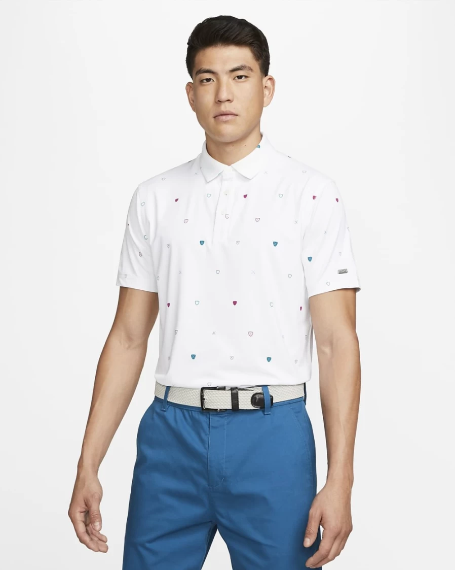 Nike Dri-FIT Player Men's Golf Polo Shirt - White/Brushed Silver, Moisture-Wicking & Breathable
