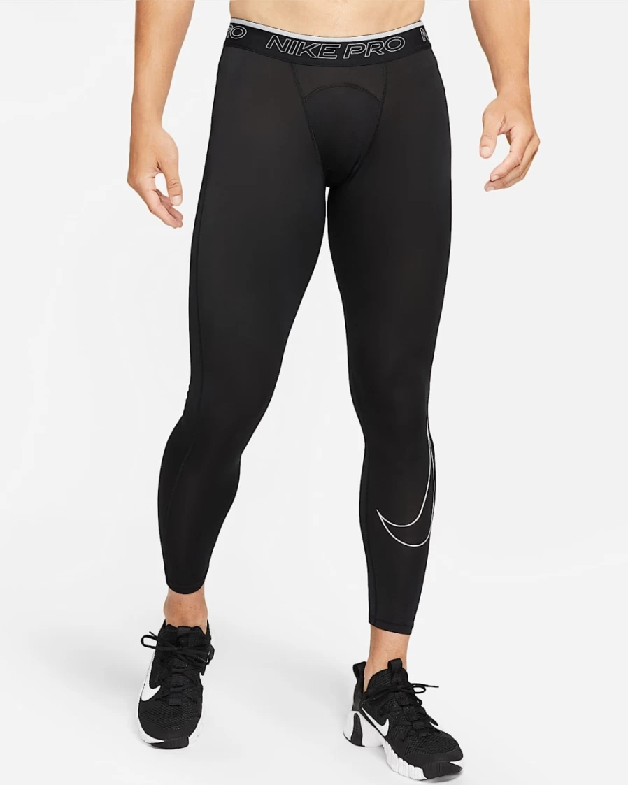 Nike Pro Dri-FIT Men's Training Tights - Black/White - Moisture-Wicking & Breathable Workout Pants