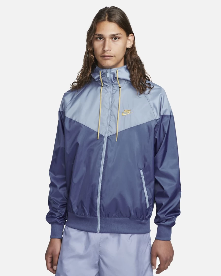 Nike Men's Windrunner Hooded Jacket - Diffused Blue/Ashen Slate/Wheat Gold Sportswear